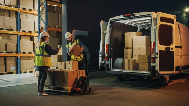 Loading packages into a delivery van